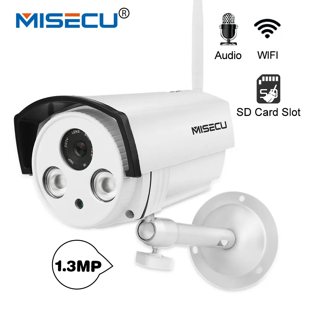 

MISECU H.264+ Audio 64GB SD Slot 1.3MP Wifi IP Camera 960P HD Array LED P2P RTSP FTP email alert Night vision Outdoor Security