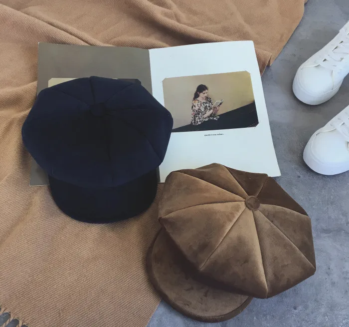 2018 New Men And Women Hat Autumn Winter Cap Fashion Korean Version Of The Velvet Light Board Octagonal Hat Retro Cap HC53 (4)
