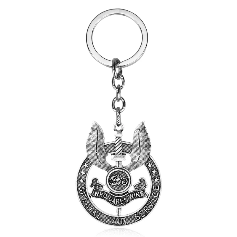 Mqchun Fashion Uk Special Air Service S.A.S Logo Portachiavi Chi Osa Vince Morale Portachiavi Militari Portachiavi In Metallo Per Il Mens-50