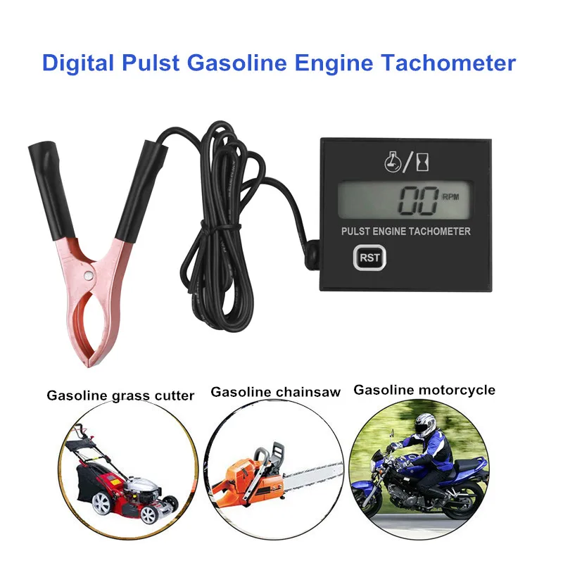 

Gasoline engine moter speed tester inductive tach hour meter digital Tachometer clip style waterproof for motorcycle chainsaw