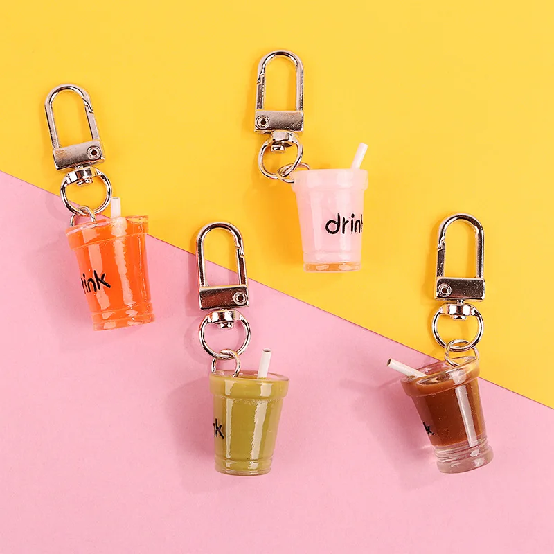 

Cute New Handmade Simulation Soft Drink Keychain Mini Tapioca tea Beverage Bubble Tea Pendant Llavero Resin Women Jewelry Gift