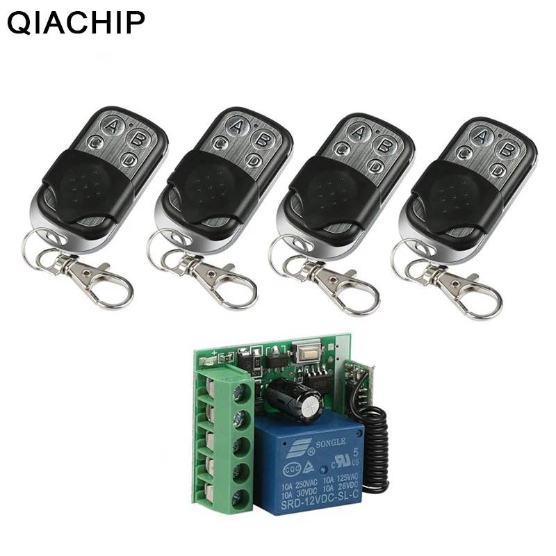 

QIACHIP 433Mhz Universal Wireless Remote Control Switches DC 12V 1CH Relay Receiver Modules + RF Transmitter 433 Remote Controls