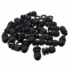 50 шт. PG7 черный, белый цвет кабельные вводы Водонепроницаемый регулируемый нейлоновые разъемы соединения с прокладками 3-6,5 мм для электрических Приспособления