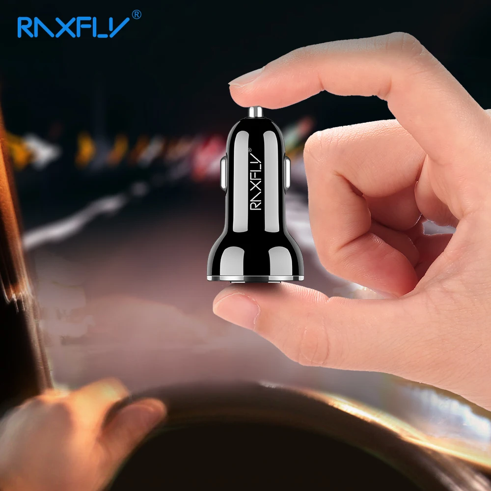RAXFLY المزدوج منافذ Usb سيارة شاحن هواتف xiaomi Redmi ملاحظة 7 سيارة-شاحن آيفون XS ماكس سامسونج سيارة مهايئ شاحن الهاتف في سيارة