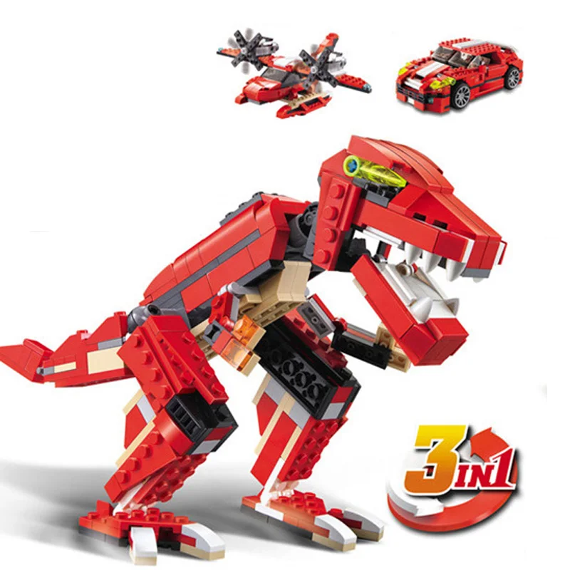 

Decool 3 in 1 compatible legoed Jurassic world 2 park DIY Dinosaur t-rex sets model building blocks children kids toys brick kit