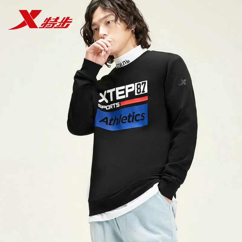 881329059200 Xtep men's sports hoodies autumn new fashion round o-neck comfortable casual knit sportwear hoodies sweaters