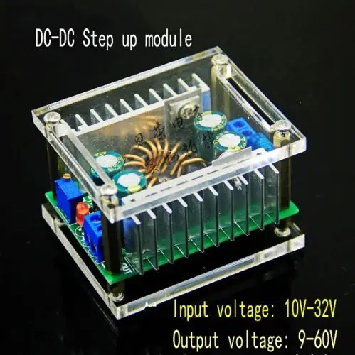 

DC-DC 10-32V to 9-60V 8A Adjustable Boost Converter Step-up Power Module+case