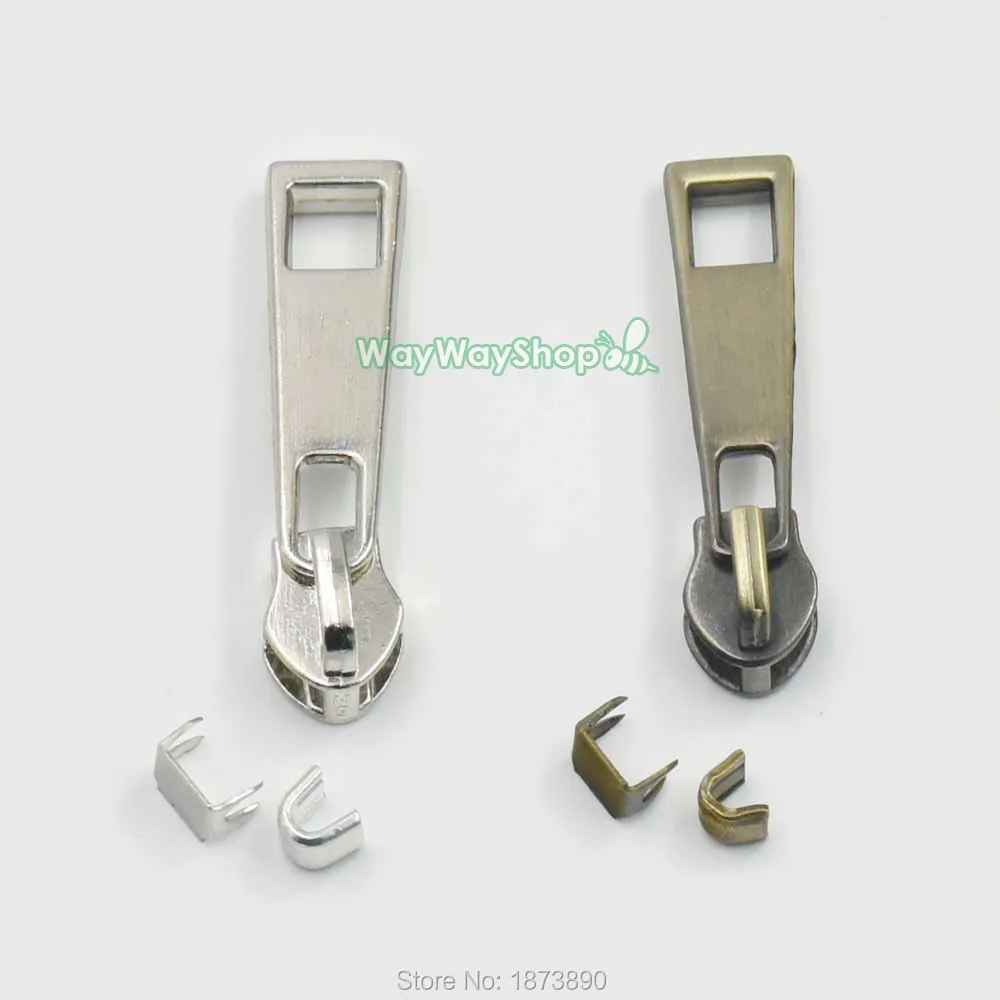25 sets Molded Zipper Puller Slider Pull 5 Stoppers Bottom Repair