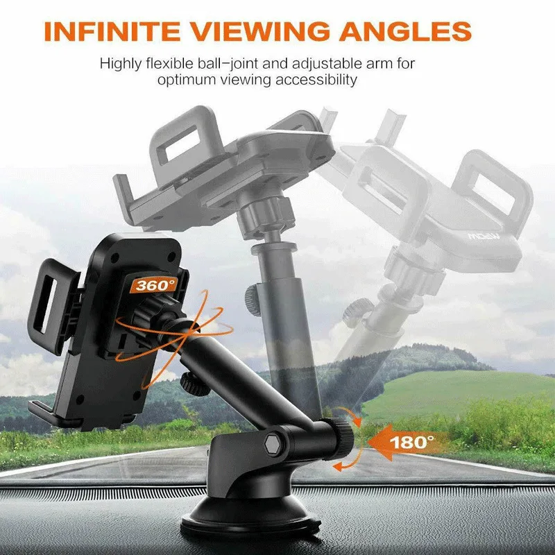 

360° Adjustable Mount Holder Car Windshield Stand Mobile Cell Phone GPS iPhone Samsung Bracket Auto Universal Interior Holders