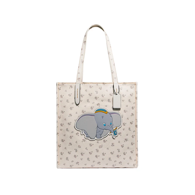 

Flying Elephant Canvas Bag with Palm Tree Dumbo Printing Durable Tote Bag Women's Casual Shoulder Bags Big Capacity Handbag