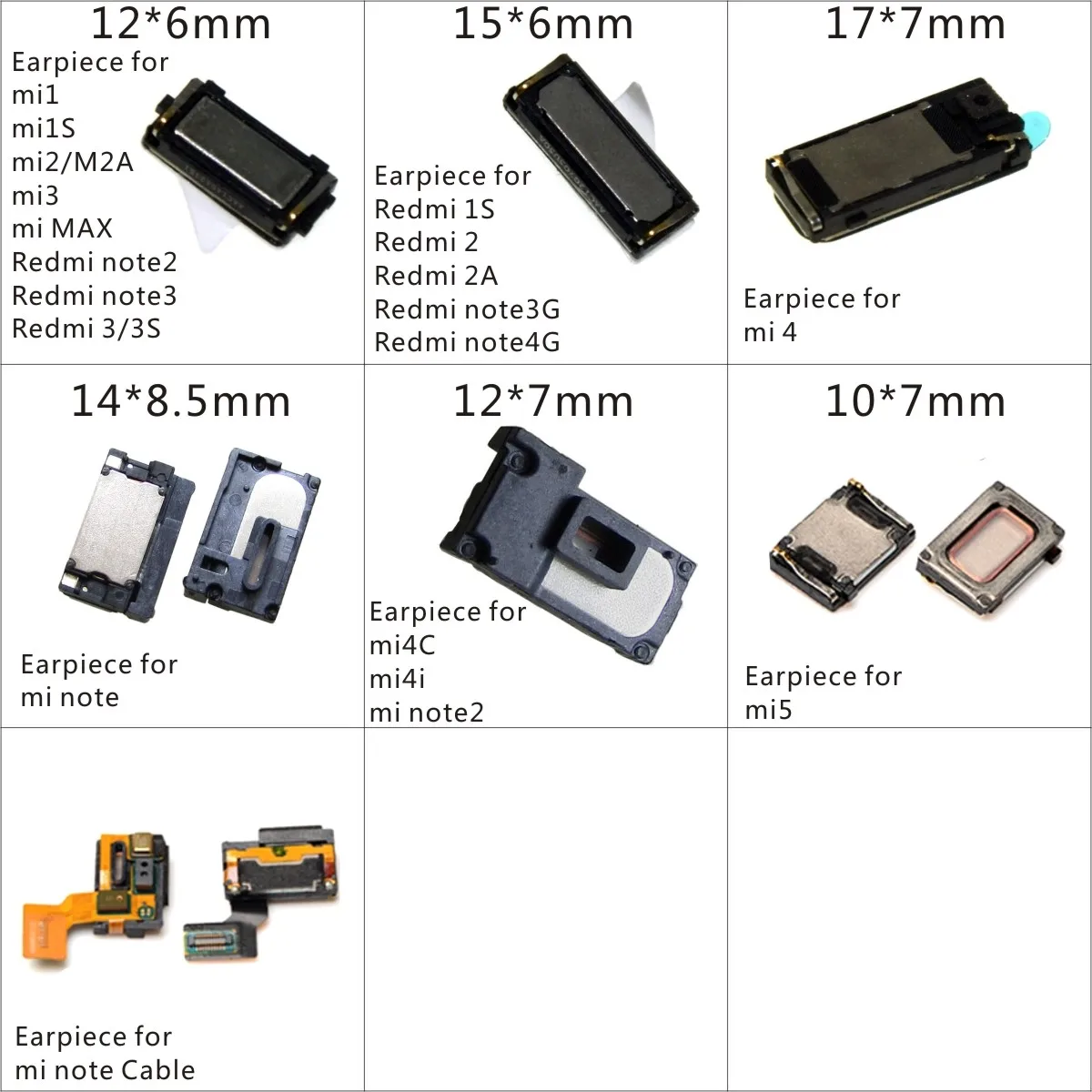 

New earpiece Ear Speaker for Xiaomi Mi Redmi mi 1 2 2A 3 5 MAX Redmi note 2 note3G mi4C Replacement Parts