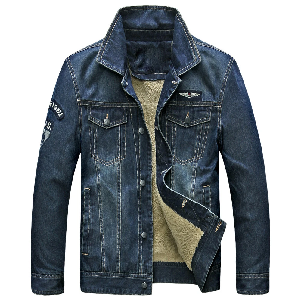 Buy Brand Men's Fleece Denim Jacket Winter Fashion