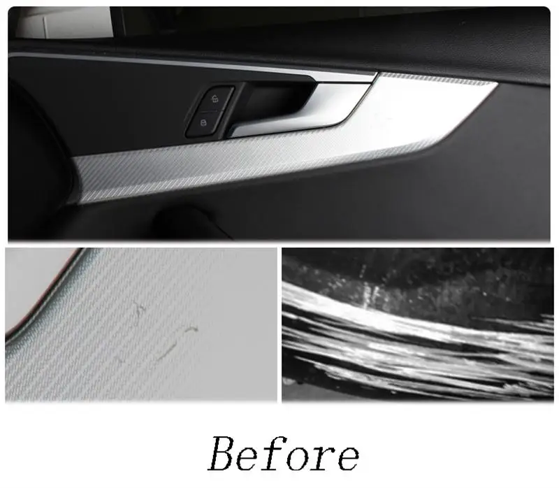 Стайлинга автомобилей углеродного волокна внутренняя ручка Крышка отделка дверной панели стикер для выемки декоративные настольные лампы для Audi a4 B9- авто аксессуары
