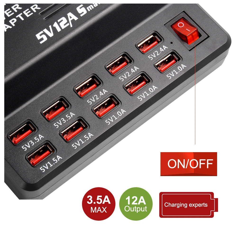 10 портов s многопортовое Зарядное устройство USB настенное зарядное устройство настольная интеллектуальная зарядная станция для мобильного телефона планшет камера для ноутбука