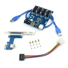 PCIe 1 to 4 PCI Express 1X Slots Riser Card Mini ITX to External 4 PCI-e Slot Adapter PCIe Port Multiplier Card Q21533