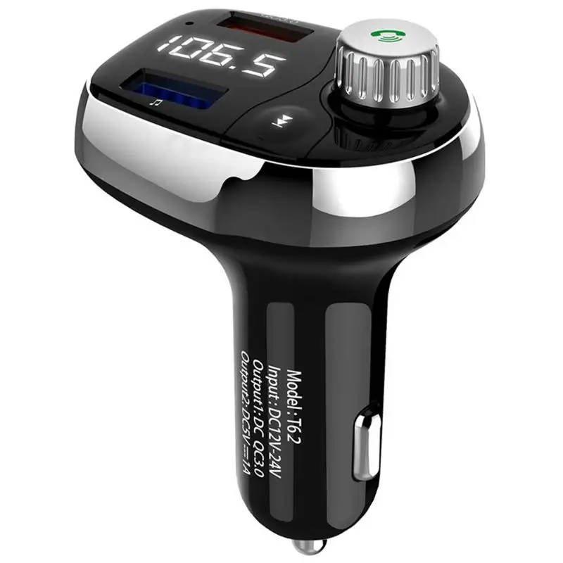 T62 Bluetooth fm-передатчик громкой связи автомобильный комплект MP3-плеер QC3.0 USB зарядное устройство