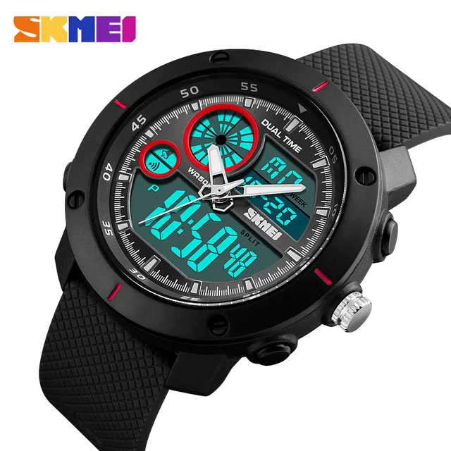 SKMEI Sport Watch Men Double Time 5Bar Waterproof Watches Alarm Clock