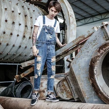2019 New Summer one-piece Denim Overalls Men's Hole Sling jeans feet Nine pants More size S-4XL 5XL 6XL 2019 New Summer one-piece Denim Overalls Men's Hole Sling jeans feet Nine pants More size S-4XL 5XL 6XL
