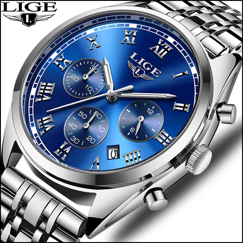 2018 LIGE Watch Men Chronograph Fashion Quartz Clock Mens Watches Top Brand Luxury Business Waterproof Watch Relogio Masculino