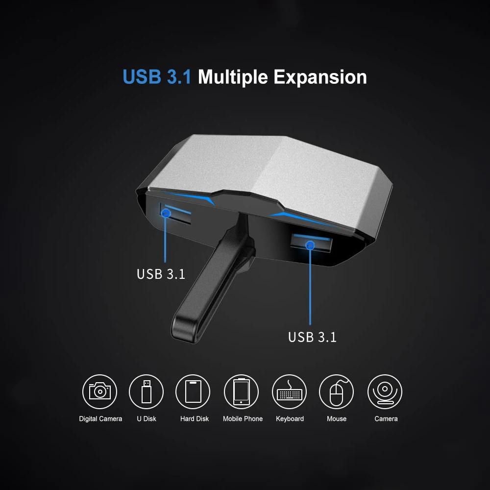 Док станция Type C для HD конвертера Адаптер Ethernet RJ45 двойной USB 3 1 с разъемом 5 мм MacBook