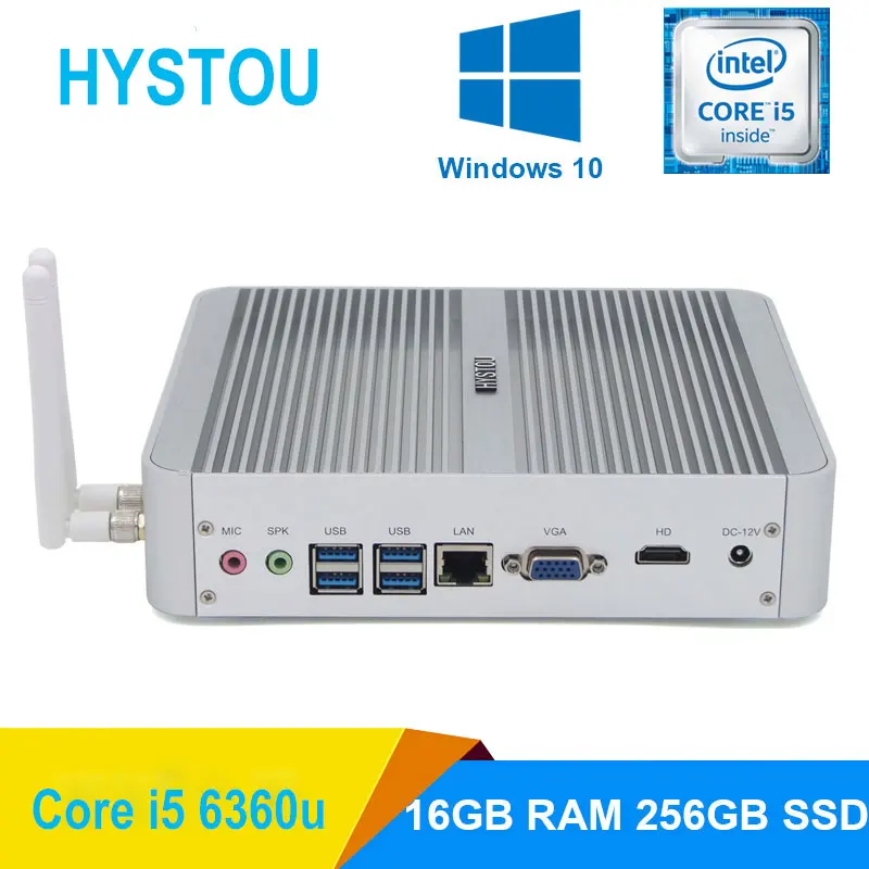 Hystou FMP03B безвентиляторный мини-ПК DDR4 ram 32GB Max Skylake Intel Core i5 6260U мини-ПК Windows 10 Max 3,1 GHz мини-ПК неттоп 4K VGA