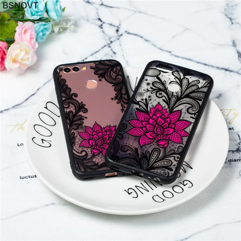 

Huawei NOVA 2 Case Huawei NOVA 2 Cover Phone Case Silicone Lace Flower Rose Bumper Case For Huawei Nova 2 Back Cover Funda Capa