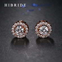 HIBRIDE, высокое качество, мужские/женские серьги, белый кристалл, AAA Цирконий, серьги-гвоздики для женщин, вечерние, подарки, E-85