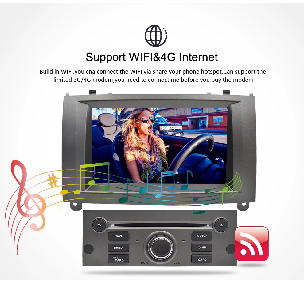 Best 4GRAM Android 9.0 9.1 Car DVD Stereo Player For Peugeot 407 2004-2010 GPS Navigation WiFi Bluetooth Car Multimedia Video Audio 4