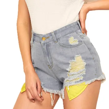 

Casual Slim Denim Shorts 2019 Summer Denim Short Jeans Women High Waist Ripped Hole Shorts Female Bermuda