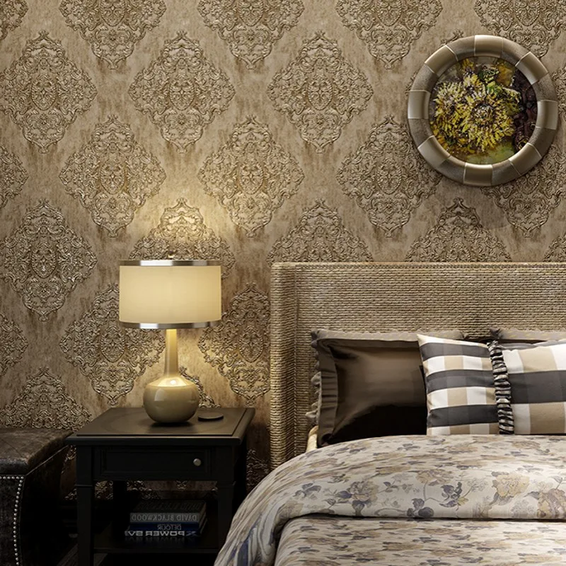 Beibehang 3D обои с глубоким тиснением, выгравированные европейские аристократические Дамасские обои для спальни гостиной