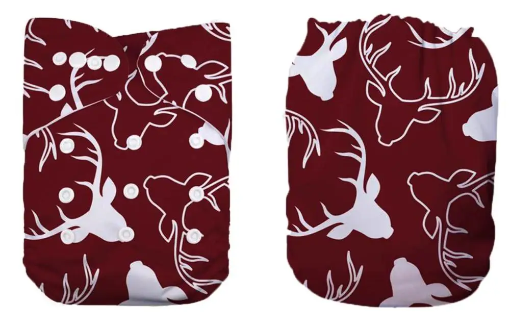 [Sigzagor] Рождественские детские тканевые подгузники с лисой, многоразовые, моющиеся, регулируемые, подарок на праздник, день благодарения - Цвет: L17 deer
