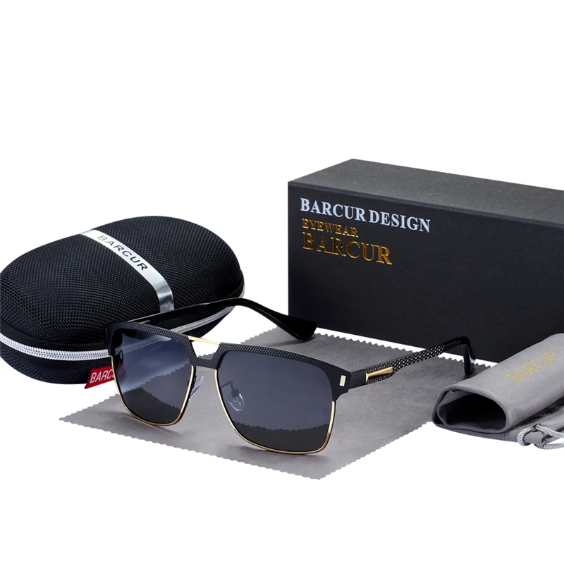 Черные высококачественные поляризованные солнцезащитные очки BARCUR для мужчин, солнцезащитные очки для вождения, мужские очки с коробкой