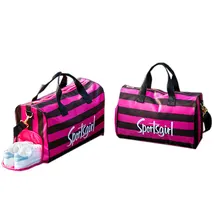 Модная Женская дорожная сумка в полоску для малышей Бизнес Чемодан сумки с независимые туфли карман