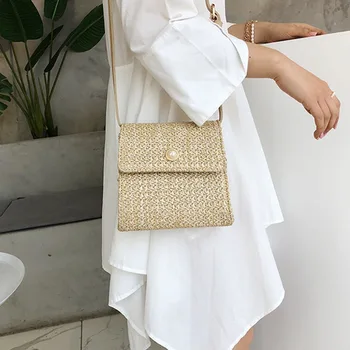 

Beach bag Summer Bohemian Woven Hollow Out Women Crochet Fringed Straw Clutch Handmade Day Clutches Knitting Weave Bag casual
