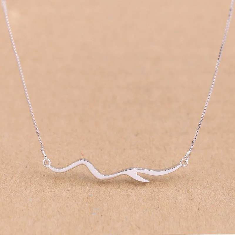 

Simple Wave Tree Branch 925 Sterling Silver Necklace