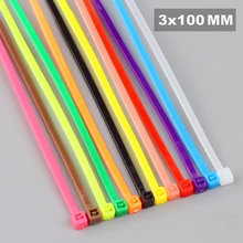 The lowest price 3X100MM 100pcs/Pack Colour Nylon cable ties 12 colors Self locking Free shipping
