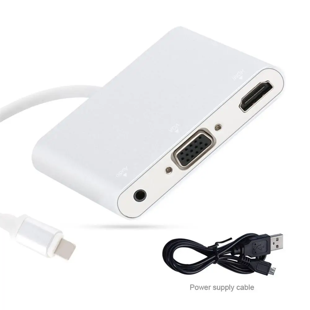 Видеоадаптер для iphone 6 6S 7 Plus 5 8 pin HDMI ТВ VGA|video adapter|audio convertervga audio |