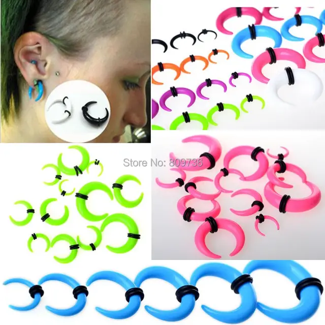 Lots 12pcs Acrylic Ear Taper Gauge Horn Expander Stretcher Lots 12pcs Acrylic Ear Taper Gauge Horn Expander Stretcher Tunnel Plug Piercing Body Jewelry