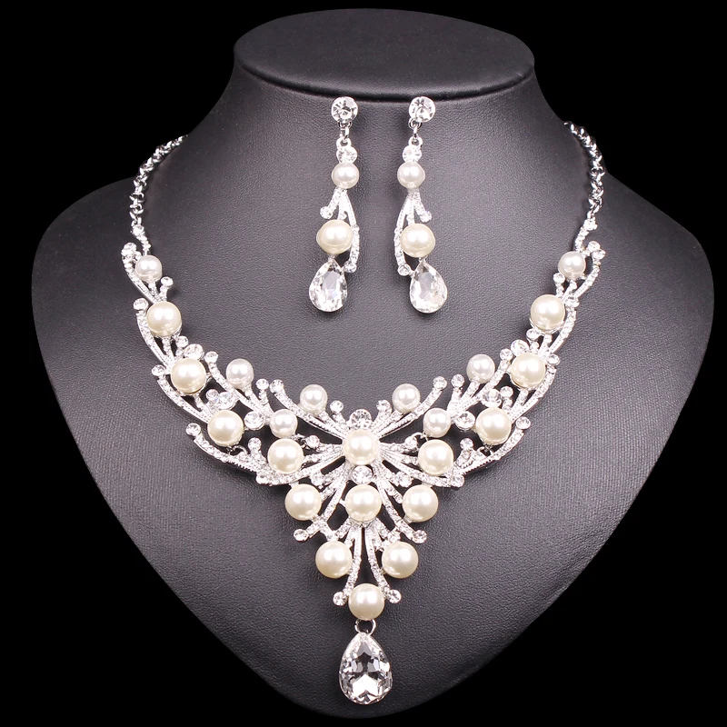 Fashion Bridal Jewelry Sets For Women Wedding Party Costume Silver
