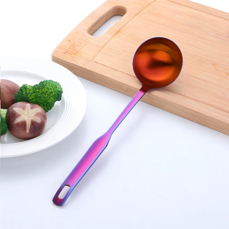 2 Pcs/Set Stainless Steel Soup Ladle Spoon Colander Set High Quality Soup Spoons Long Handle Rose Gold Spoons Set Kitchen Tools - Image 4