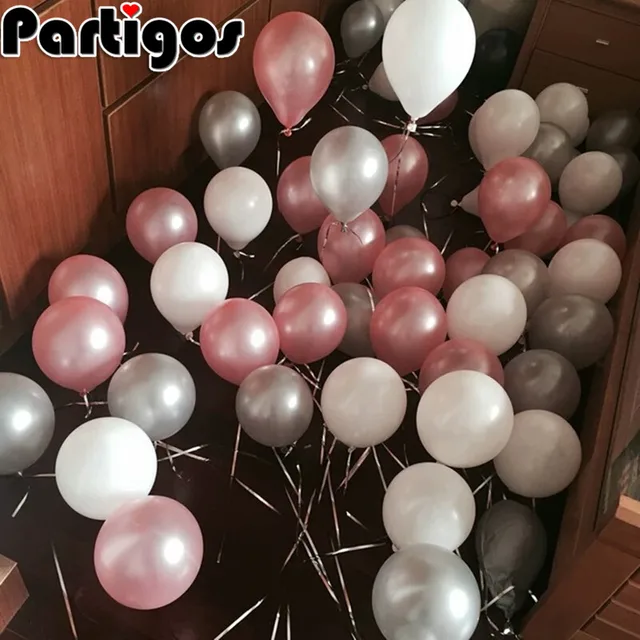 50pcs 1.5g 10'' Pearl Pink Sliver White Latex Balloons Wedding Anniversary Valentine's Day Birthday Party Decor Helium globals