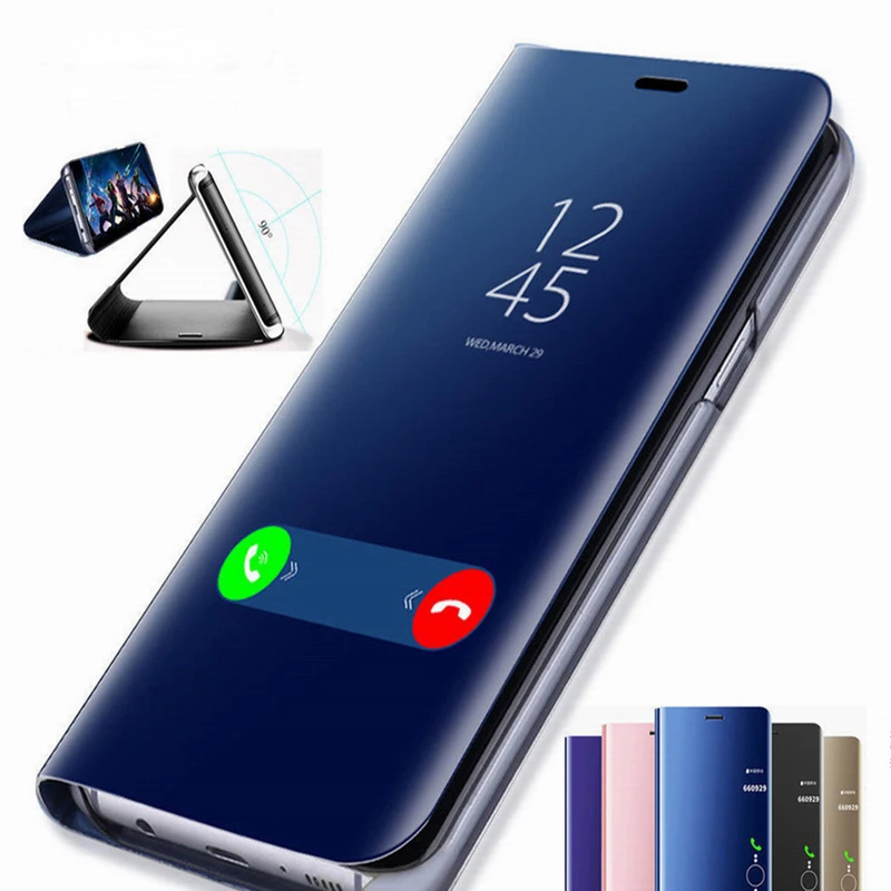 Clear View умный зеркальный Чехол С Откидывающейся Крышкой для Note 9 8 J3 J5 J7 A5 A6 A7 A8 2018