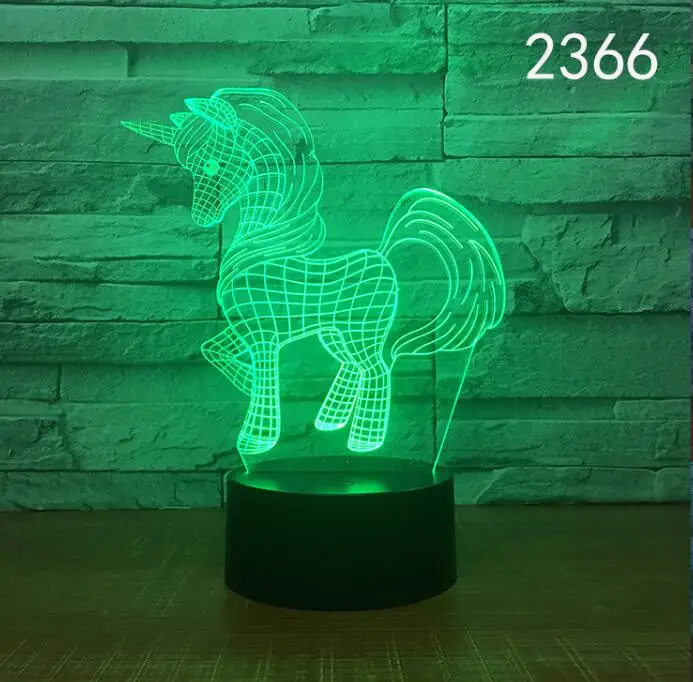 3d lamp 6 Mutil Единорог романтический подарок 3D светодиодный настольная лампа 7 цветов Изменение ночник декор комнаты блеск праздник Девушка Дети Декор Игрушки - Испускаемый цвет: 3d lamp 6