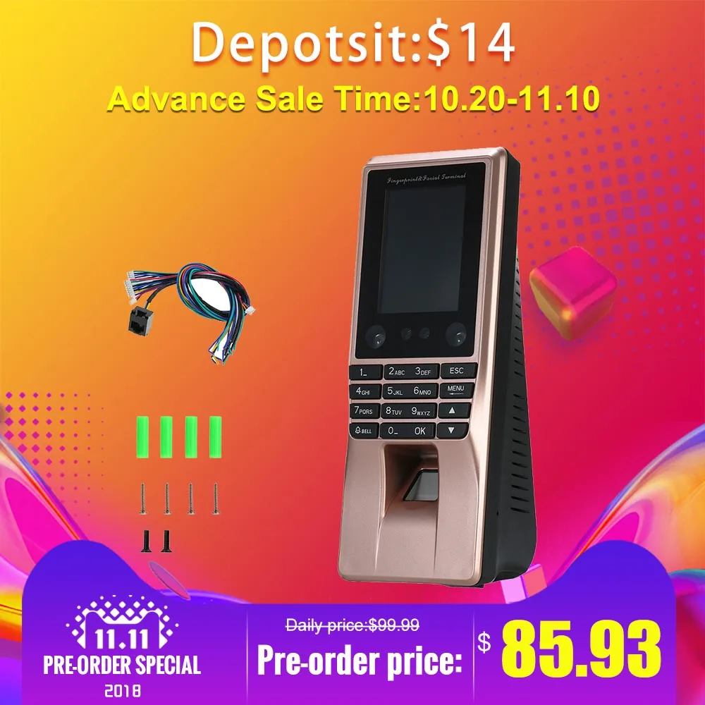 

Door Access Controller Time Access Control Machine Color Screen Biometric Access Keypad TCP/IP Security System