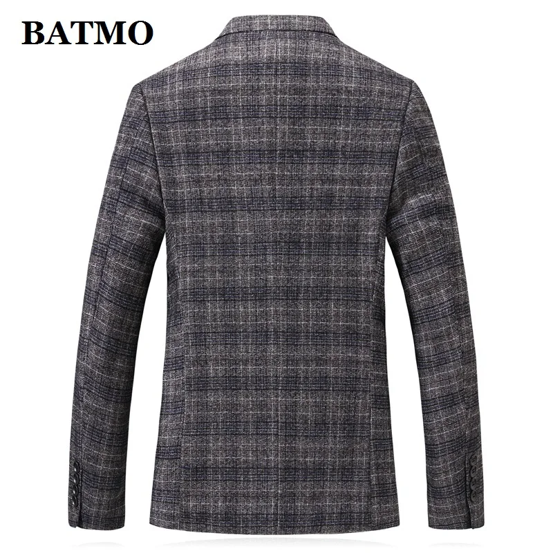 BATMO new arrival high quality casual plaid blazer men,men's casual plaid jackets,plus-size M-4XL 9831