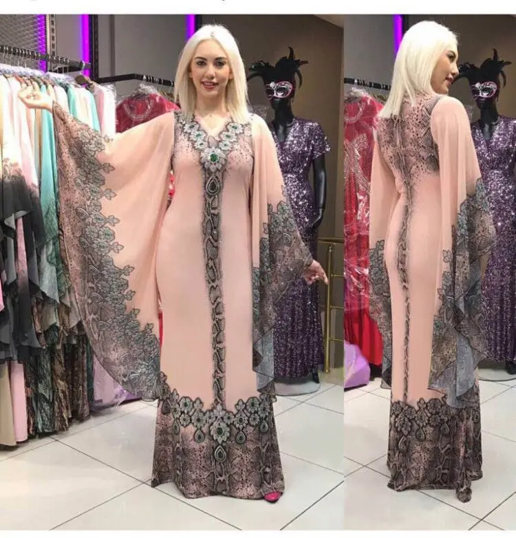 Африканские платья для женщин, африканская одежда, мусульманское длинное платье, модное Африканское платье для леди - Цвет: Розовый