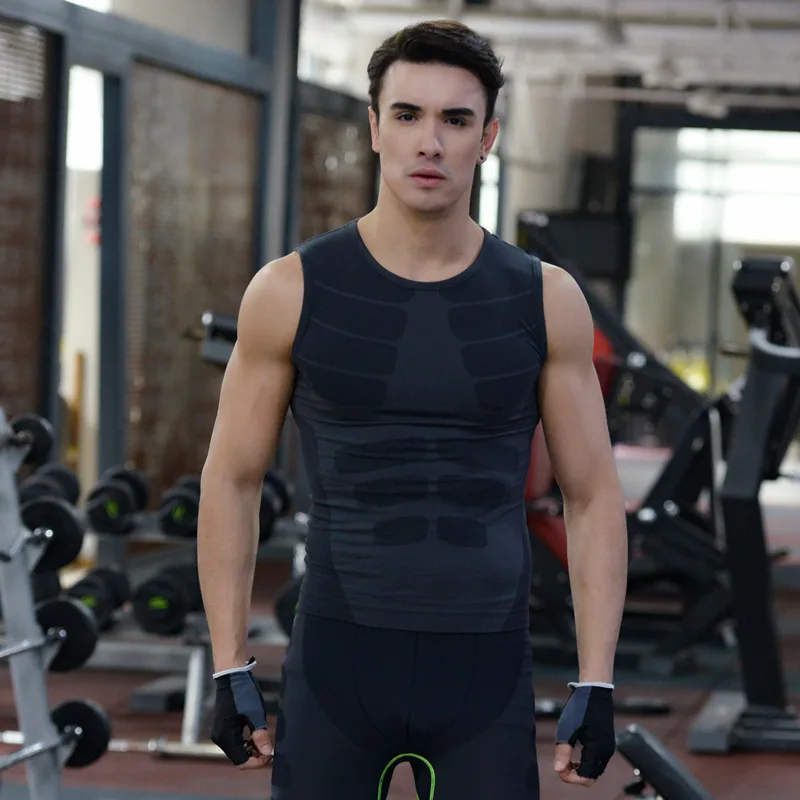 

New 2019 Summer Men sport GYM model bodybuilding Compression shape light clothing comfort air quick dry clothing Running Vests