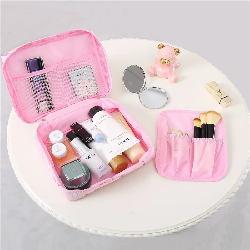 PURDORED 1 Pc Floral Cosmetic Bag Portable Waterproof Women Makeup Bag Travel Toiletry Bag Beauty Case Wash Pouch Bag Neceser