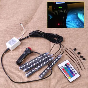 

CITALL Car Interior Floor 9 LED Remote Footwell Control Colorful Decor Light Neon Strip for Ford Audi Nissan Kia Toyota Hyundai