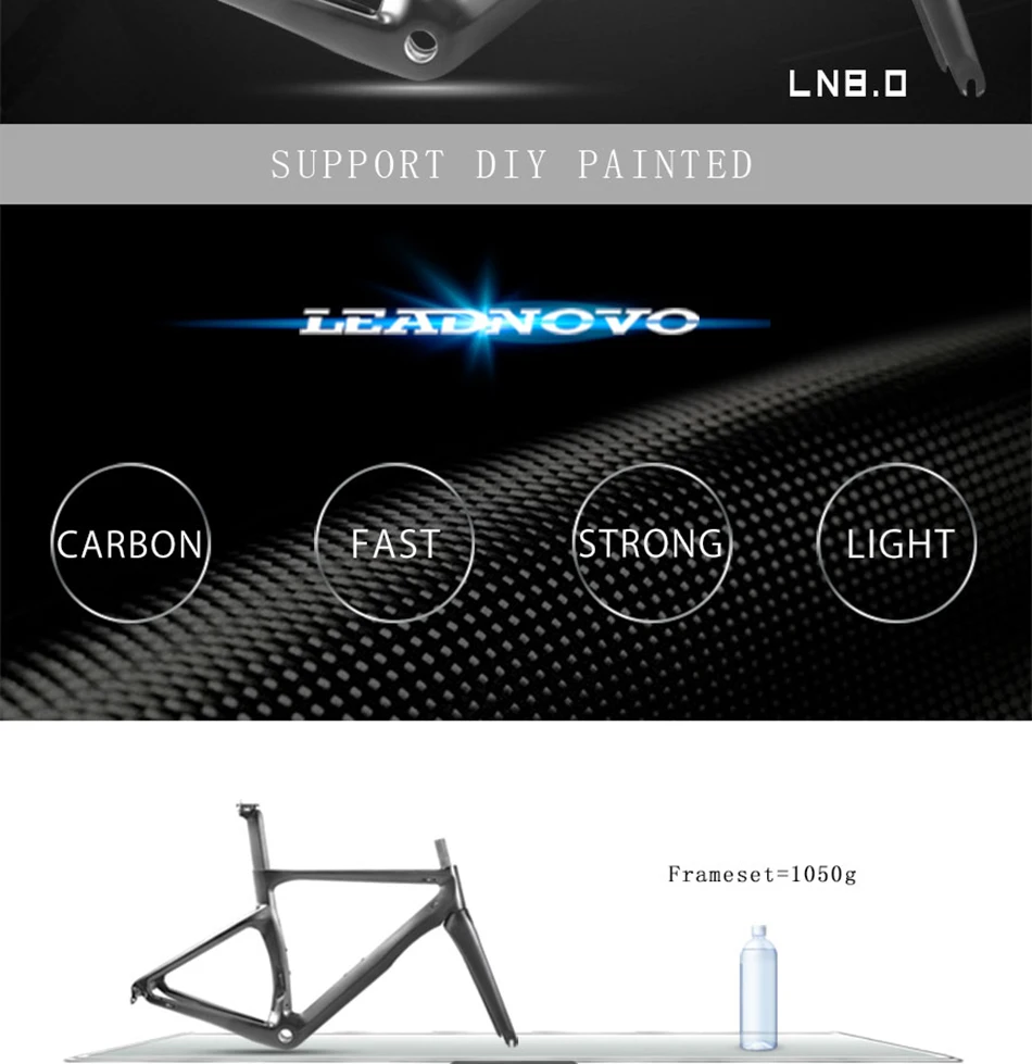 Discount LEADNOVO 2018 MTB 700C high quality ultra carbon carbon fiber bicycle frame carbon frame cycling race AERO ROAD bike frame 17